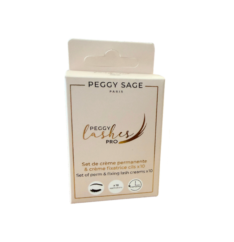 PEG138025-PS SET CREME PERMANENTE ET CREME FIXATRICE CILS X 10 PEGGY LASHES PRO